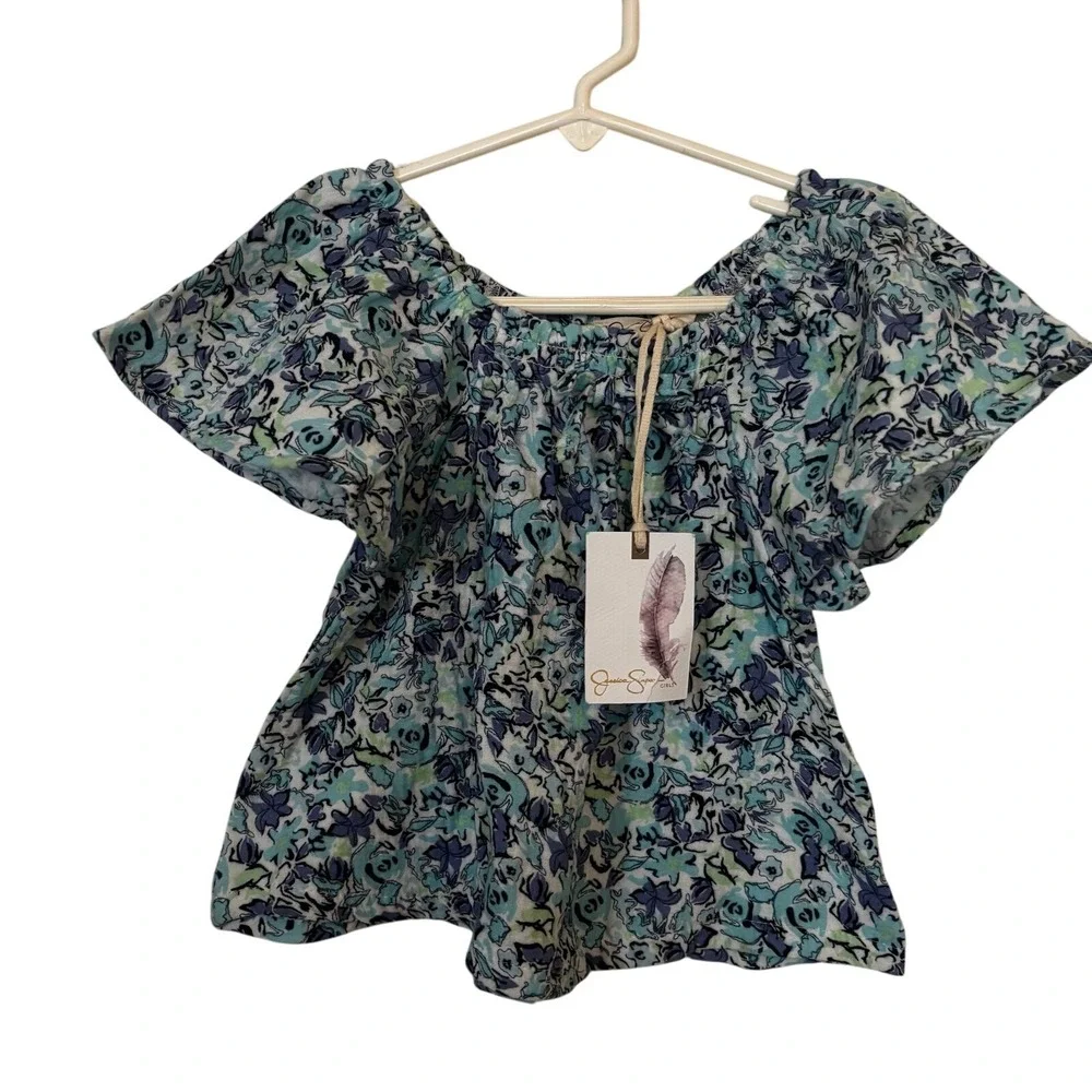 Jessica Simpson Girls‎ Blue Floral Top NWT Sz 12M Short Sleeve